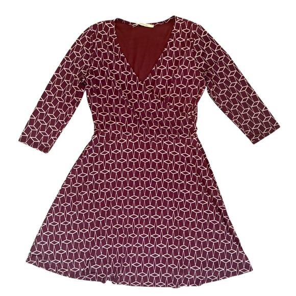 41 Hawthorn Renesme Geo Cube Faux Wrap Dark Purple Dress 3/4 Sleeve Size Large - Picture 4 of 15